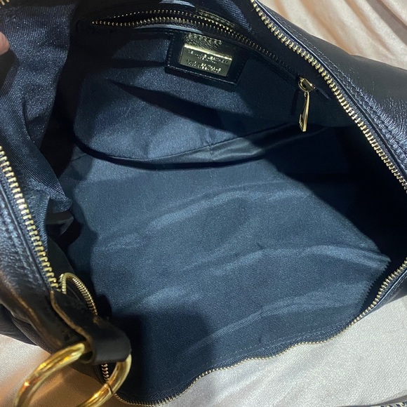 CUIR VERITABLE ITALIAN 
Elegant Black Leather Hobo Shoulder Bag - Picture 11 of 15